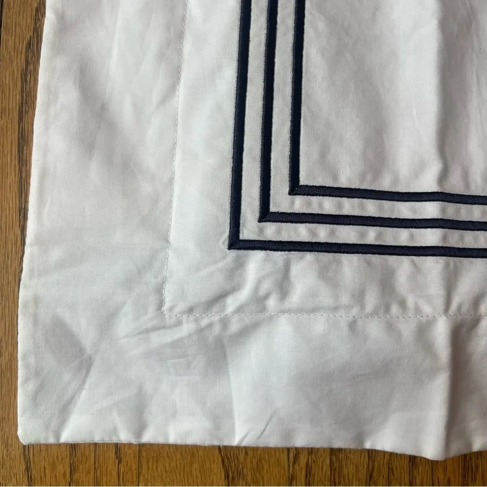 Pottery Barn Organic Cotton White with Black Cotton Percale Euro Sham 26” Square